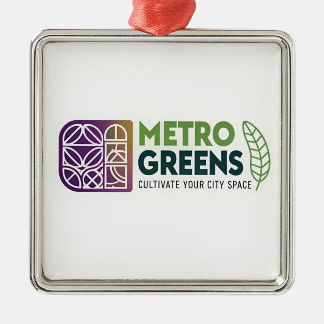 Metro Greens Urban Farming T-Shirt | City Gardener Metal Ornament (Front)