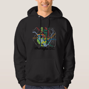 Metro Map of Washington DC Art Gift City Rail Tran Hoodie