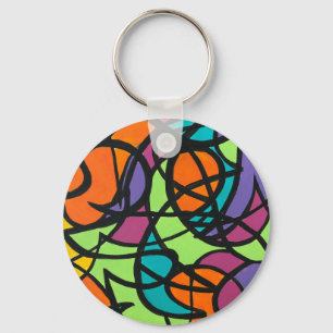 Metro Moon-Hand Painted Abstract Art Key Ring