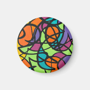 Metro Moon-Hand Painted Abstract Art Magnet
