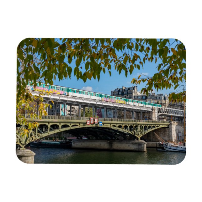 Metro on Bir-Hakeim  bridge- Paris, France Magnet (Horizontal)