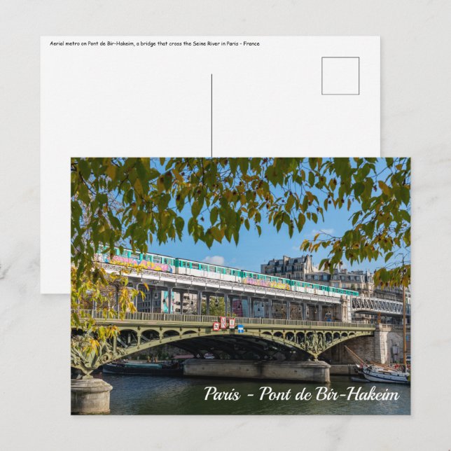 Metro on Bir-Hakeim  bridge- Paris, France Postcard (Front/Back)