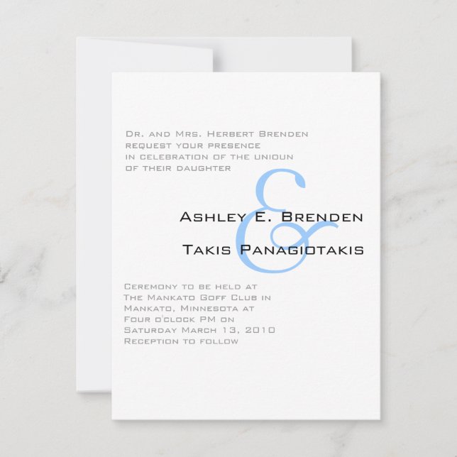 Metro Sheek Wedding Invitation (Front)