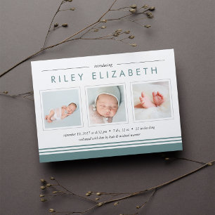 Metro Stripe Birth Announcement Sage