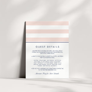 Metro Stripe Guest Information Card   Blush & Navy
