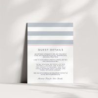 Metro Stripe Guest Information Card | Coral & Grey