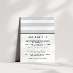 Metro Stripe Guest Information Card   Cranberry