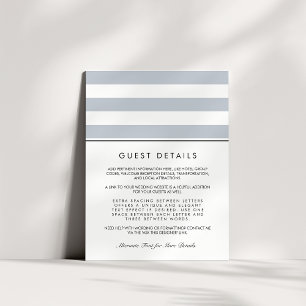 Metro Stripe Guest Information Card   Grey
