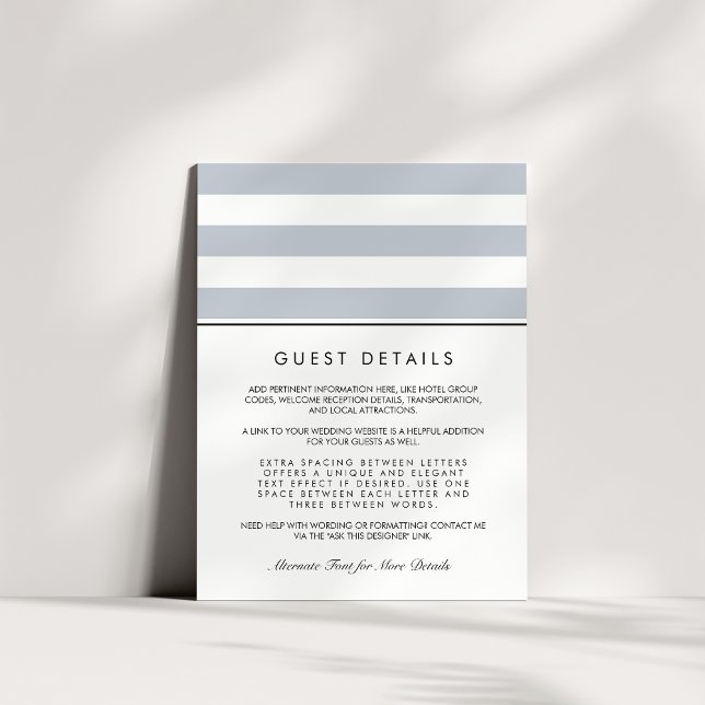 Metro Stripe Guest Information Card | Grey (Creator Uploaded)