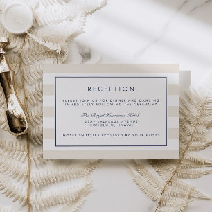 Metro Stripe Reception Card   Navy and Cream