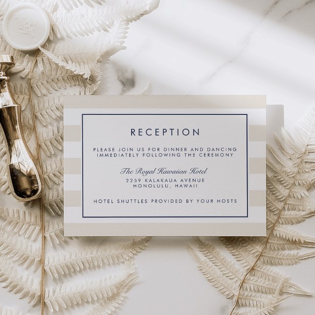 Metro Stripe Reception Card | Navy and Cream (Creator Uploaded)