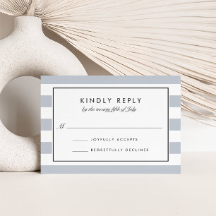 Metro Stripe RSVP Card   Grey