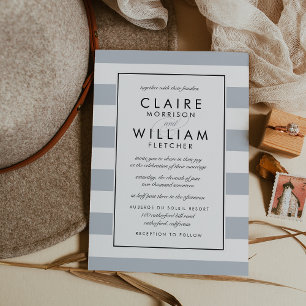 Metro Stripe Wedding Invitation   Grey