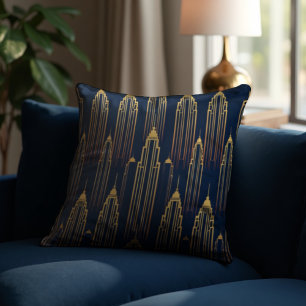 Metropolis Rose Brass - Luxe Deco Geometry Cushion