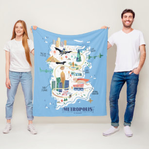 Metropolis Story Book Map Fleece Blanket