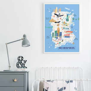 Metropolis Story Book Map Poster