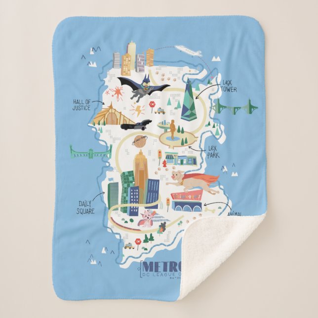 Metropolis Story Book Map Sherpa Blanket (Front)