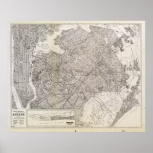 Metropolitan Map of Queens, New York (1922) Poster