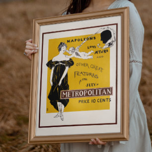 Metropolitan. Vintage art nouveau yellow french Poster