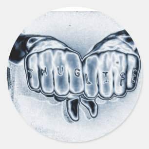 METTALIC THUG LIFE CLASSIC ROUND STICKER