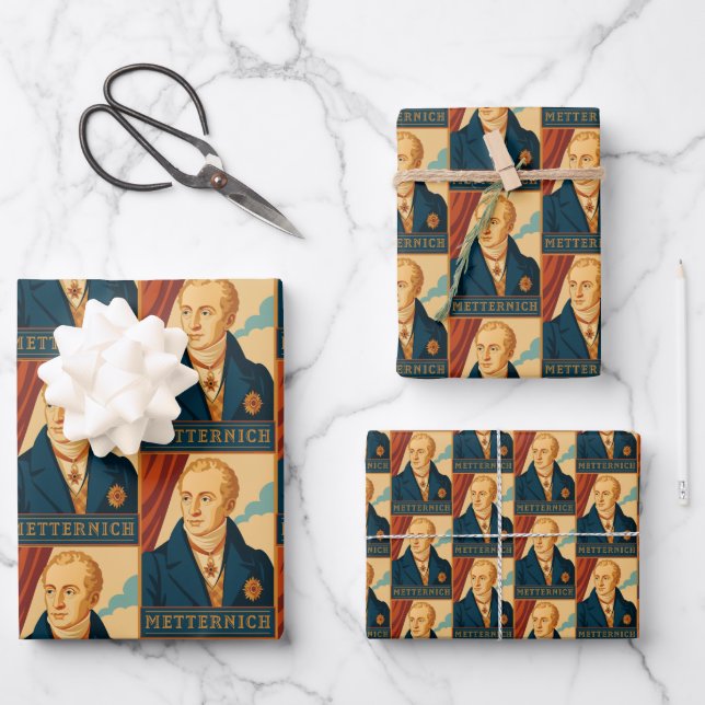 Metternich: Modern Vintage Poster Wrapping Paper Sheet (Front)