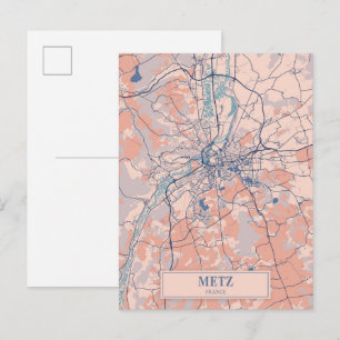 Metz France Breezy City Map Travel Postcard