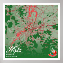 Metz - France Christmas Colour City Map
