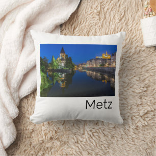 Metz Temple Neuf France Night Moselle Souvenir Cushion
