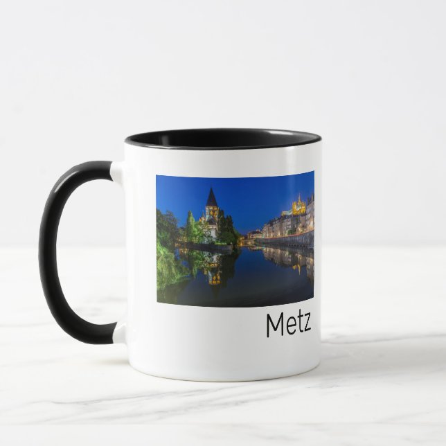 Metz Temple Neuf France Night Moselle Souvenir Mug (Left)