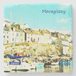 Mevagissey Cornwall England Watercolor Stone Coaster