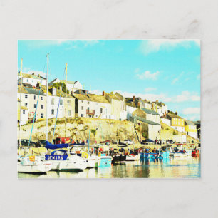 Mevagissey Cornwall England Watercolour Postcard