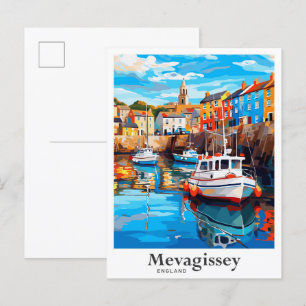Mevagissey England Travel Potrait Illustration Postcard