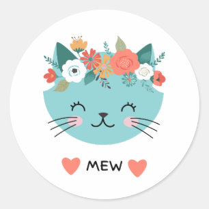 Mew Cat  Classic Round Sticker