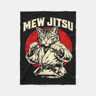 Mew Jitsu Brazilian Jiu Jitsu Martial Arts Cat Fleece Blanket