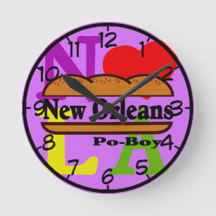Mew Orleans Po Boy Sandwich Round Clock
