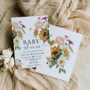 Mews Sunflower Fall Autumn Baby Shower Invitation