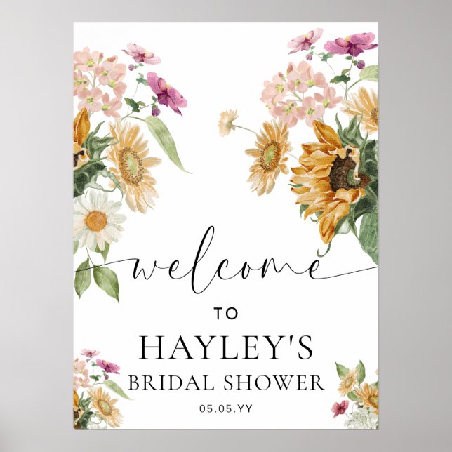 Mews Sunflower Fall Bridal Shower Welcome Sign (Front)