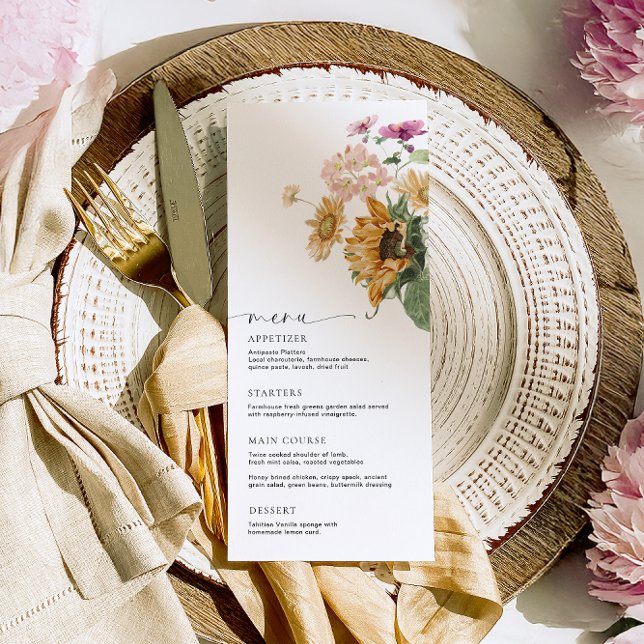 Mews Sunflower Fall Floral Long Menu & Thank You (Creator Uploaded)