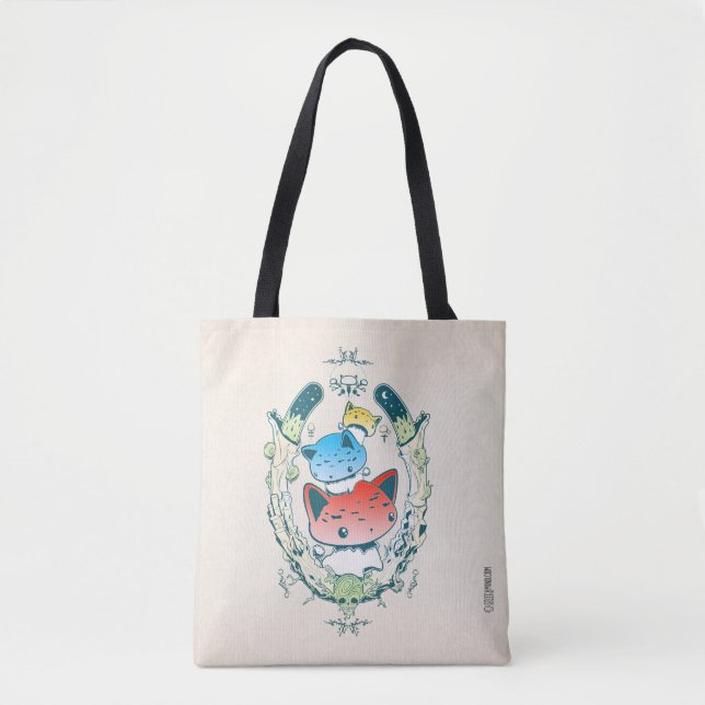 Mewshroom Kitty Kawaii Cute Mushroom Emblem Tote Bag (Front)