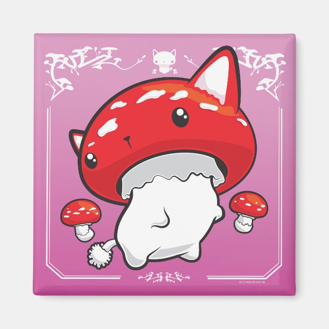 Mewshroom pink magnet cute cat mushroom (Front)