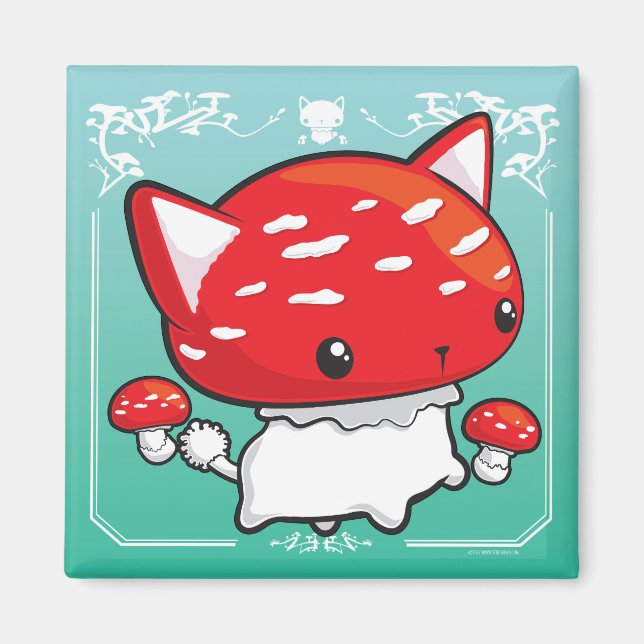 Mewshroom teal magnet cute cat mushroom (Front)