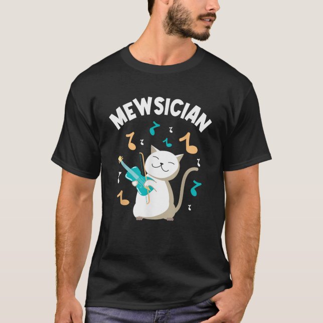 Mewsician Violin Player Cat Violinist Musician Men T-Shirt (Front)