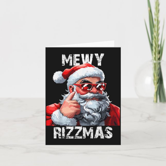 Mewy Rizzmas Christmas Pajamas Santa Claus Funny M Card (Front)