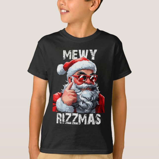 Mewy Rizzmas Christmas Pajamas Santa Claus Funny M T-Shirt (Front)