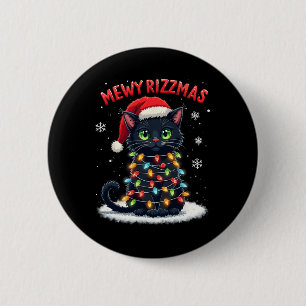Mewy Rizzmas Funny Santa Cat Mewing Joke Rizz Xmas 6 Cm Round Badge