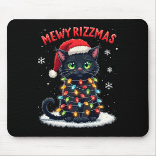 Mewy Rizzmas Funny Santa Cat Mewing Joke Rizz Xmas Mouse Pad