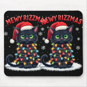 Mewy Rizzmas Funny Santa Cat Mewing Joke Rizz Xmas Mouse Pad