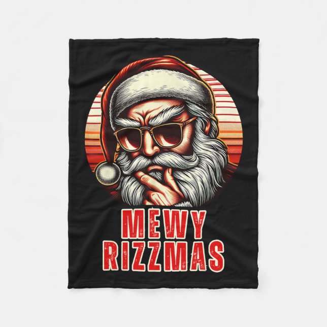 Mewy Rizzmas Funny Santa Mewing Joke Rizz Mens Chr Fleece Blanket (Front)