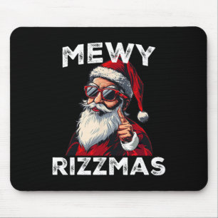 Mewy Rizzmas Funny Santa Mewing Joke Rizz Mens Chr Mouse Pad