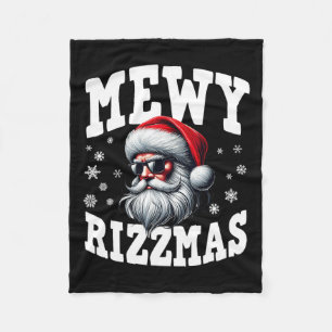 Mewy Rizzmas Kids Teens Funny Merry Christmas Sant Fleece Blanket